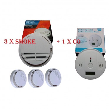 home fire safety pack smoke fire alarm detector x 3 co detector x 1 ce marked